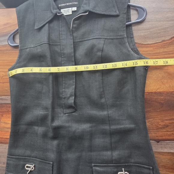 100% Linen Classic Black Sleeveless Dress Donna Morgan Size 4 - Picture 6 of 15